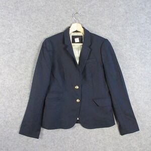 J. Crew Women Classic Schoolboy Blazer Jacket Navy Blue 6 Wool Blend Stretch 508